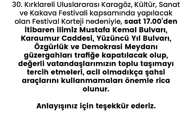 Kırklareli'nde Saat 17.00'den Sonra O Yollar Trafiğe Kapanacak!