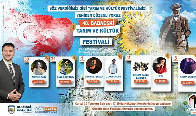 Babaeski Tarım ve Kültür Festivali 30 Temmuz'da Başlıyor