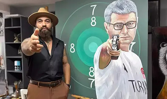 Azeri asıllı ressam Abdullayev, tablosundaki son dokunuşu milli atıcı Dikeç'ten bekliyor