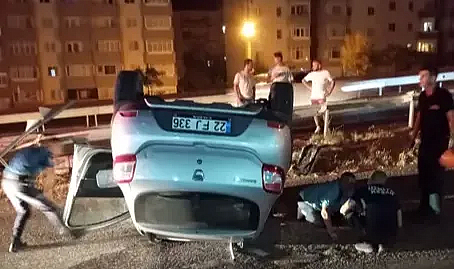 Keşan'da takla atan otomobilin alkollü sürücüsü yaralandı