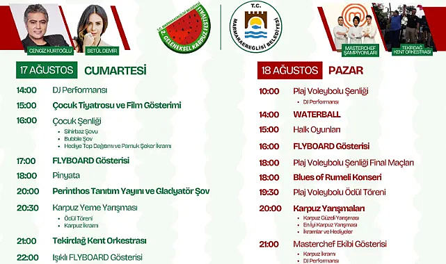 MARMARAEREĞLİSİ 2. GELENEKSEL KARPUZ FESTİVALİ BAŞLIYOR