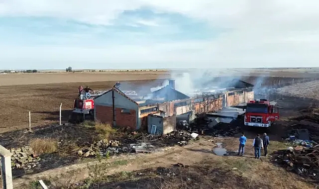 Edirne'de çiftlik yangınında, yaklaşık 80 tavuk öldü