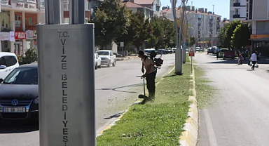 Vize'de Güvenlik ve Temizlik İçin Kavşaklarda Yabani Ot Temizliği