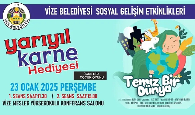Vize Belediyesi'nden Yarıyıl Tatilinde Çocuklara Özel Tiyatro Etkinliği!