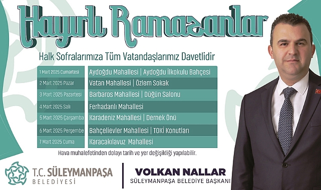 Süleymanpaşa Belediyesi Geleneksel Mahalle İftarları Başlıyor