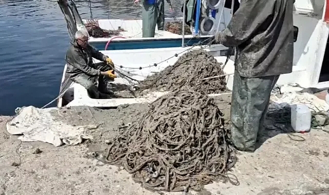 Ağları müsilajla kaplanan balıkçılar, avlanamadan geri döndü