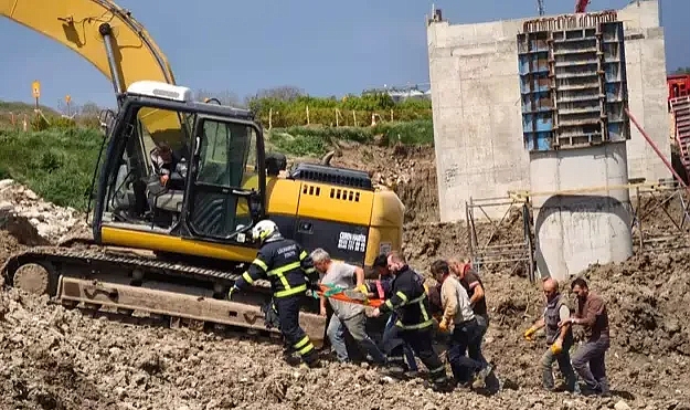 Lüleburgaz'da köprü inşaatında kaza; 1 işçi yaralandı