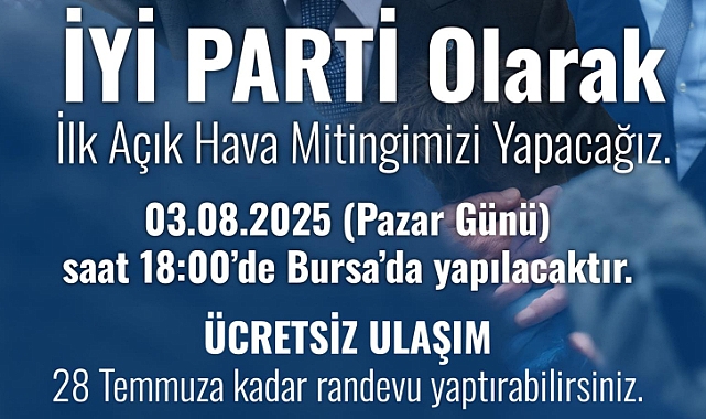 İYİ Parti Kırklareli İl Başkanlığından Açık Hava Mitingi İçin Ücretsiz Ulaşım Duyurusu