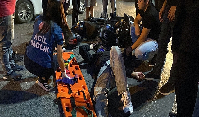 Otomobille çarpışan motosiklet sürücüsü yaralandı