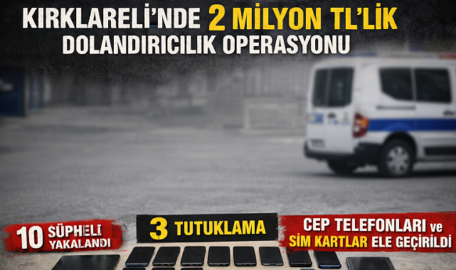 Kırklareli'nde 2 Milyon TL'lik Dolandırıcılık Operasyonu