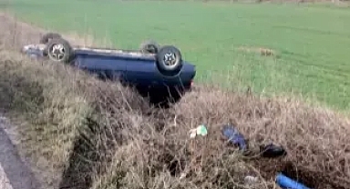 Tekirdağ'da takla atan otomobilde sürücü yaralandı