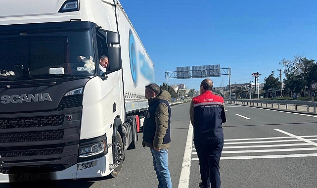 Edirne’de gıda malzemesi ve hayvan taşıyan nakil araçlarına denetim